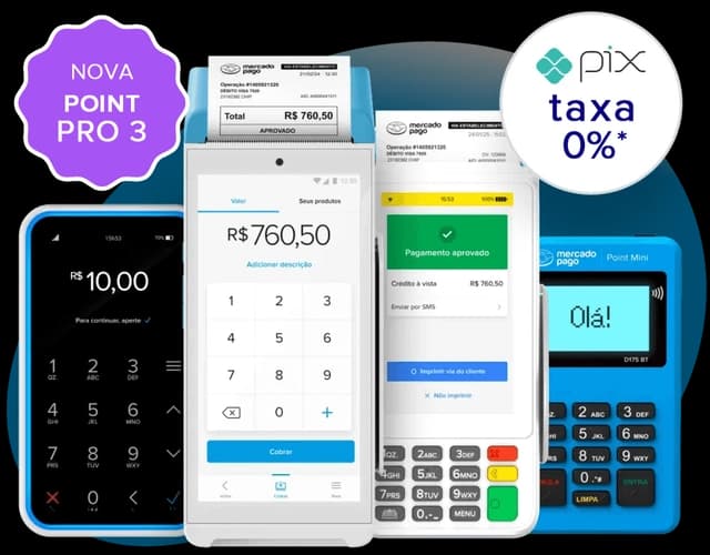 Variedade de maquininhas Point Mercado Pago em promoção